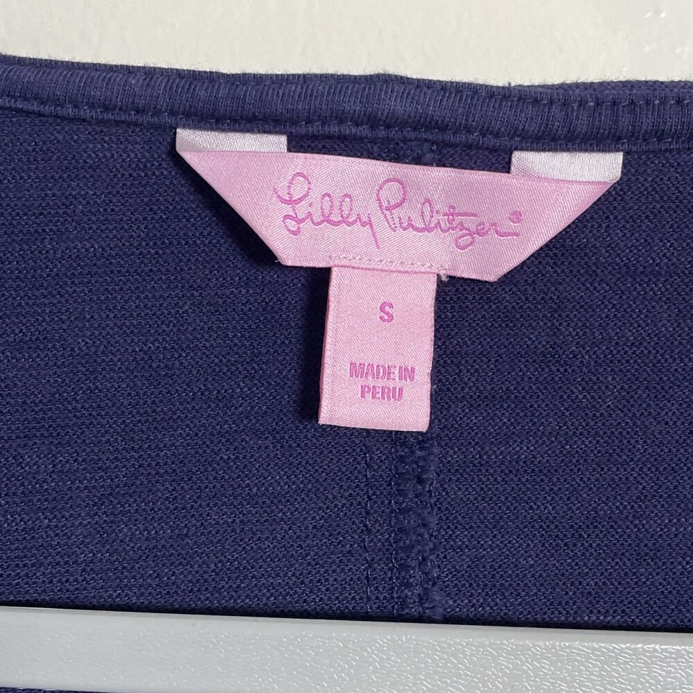 Lilly Pulitzer Women's Navy Blue White Noelle Coastal Hoodie Blouse Tunic Small - Picture 5 of 9